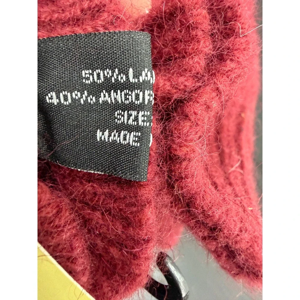 Woolrich Women's Burgundy Cable Knit‎ Lambswool Angora Blend Gloves NWT